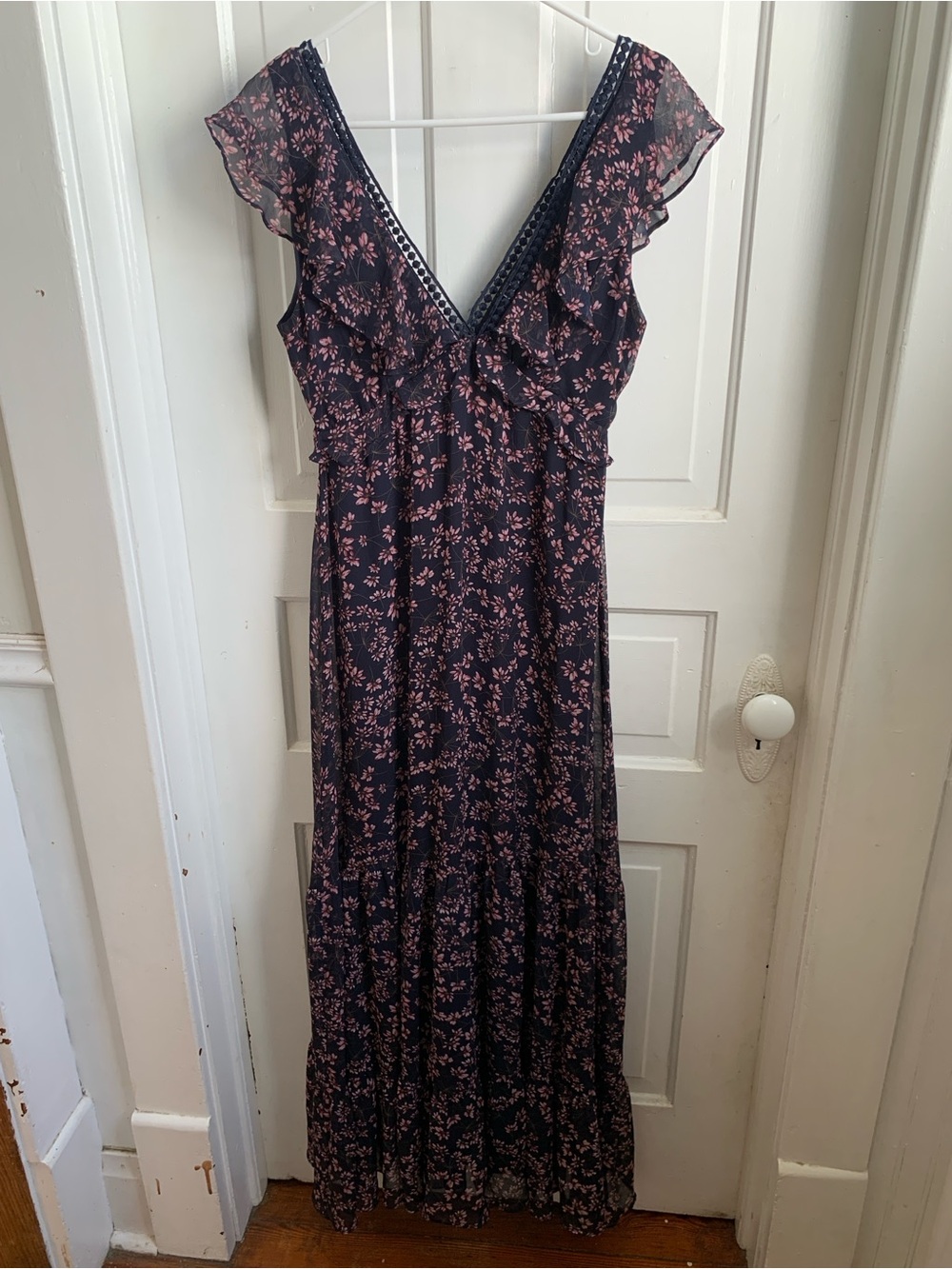 Lulu’s Darling Daydream Floral Maxi Dress Small Navy Pink - Picture 2 of 5